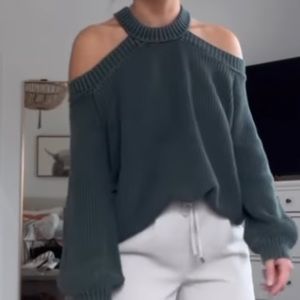 Charcoal gray Open shoulder sweater